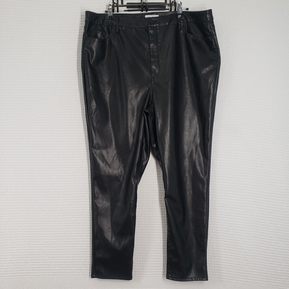 Black Faux Leather Women Jeans